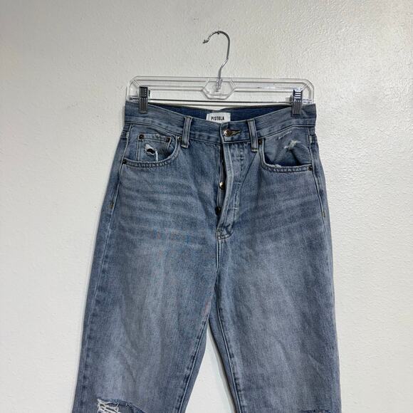 Pistola Cassie Distressed High Rise Straight Leg Jeans Sz 27 - Picture 3 of 16